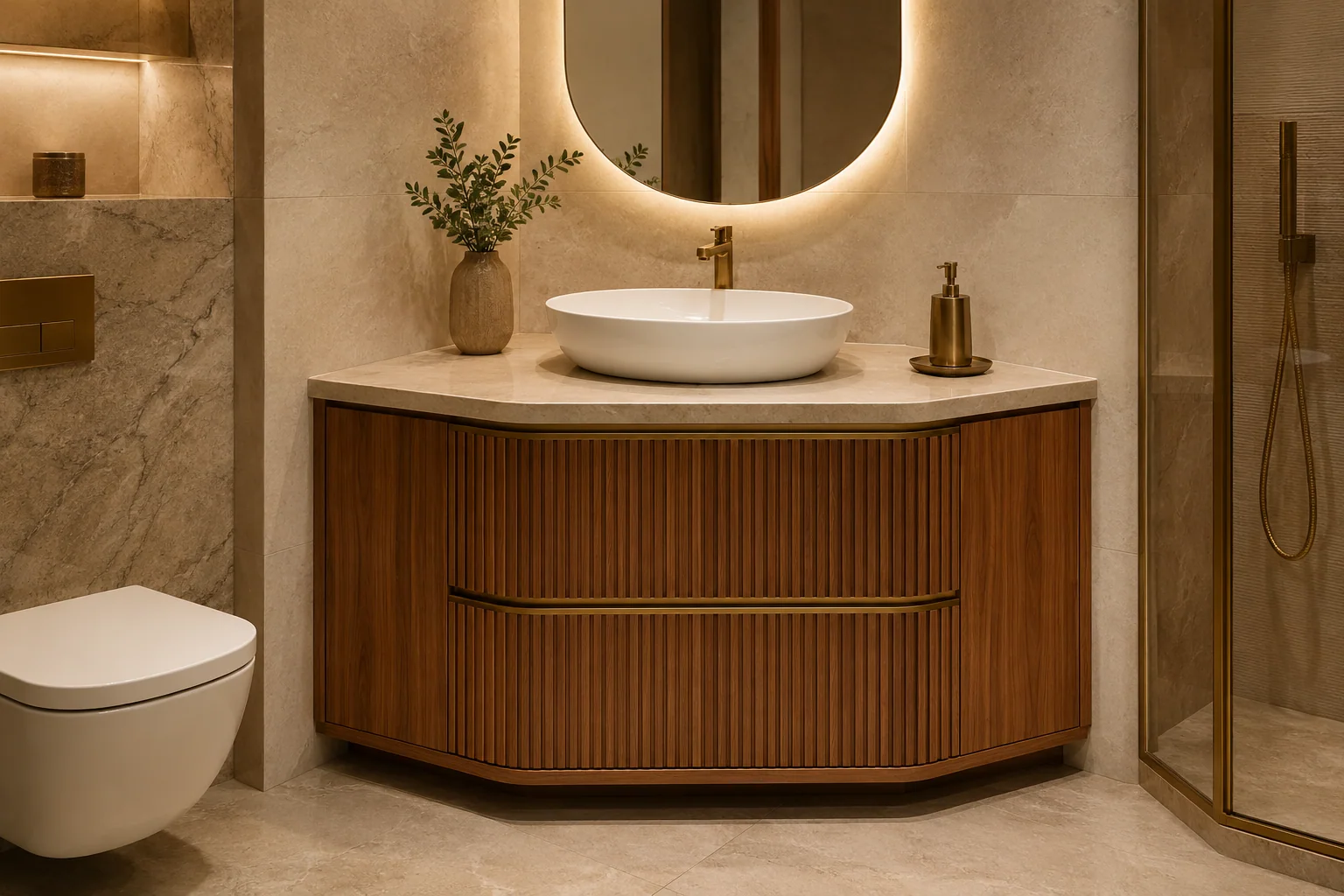 Corner Bathroom Vanity by Reedify Modulars Rohtak