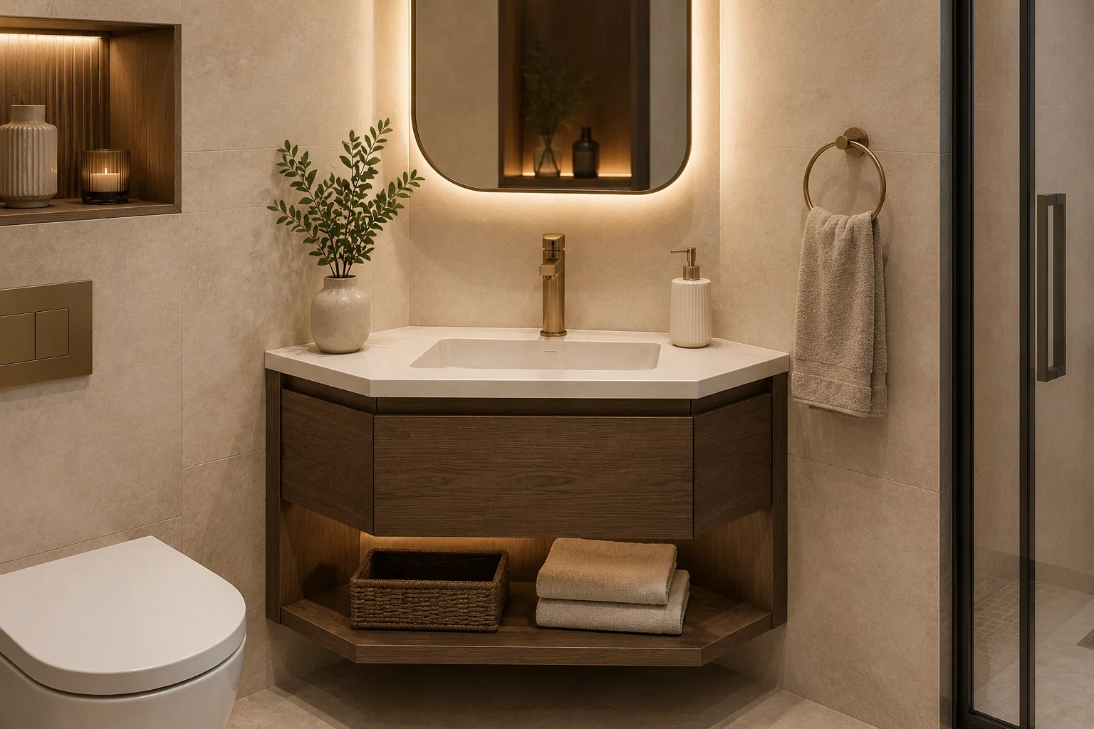 Corner Bathroom Vanity by Reedify Modulars Rohtak