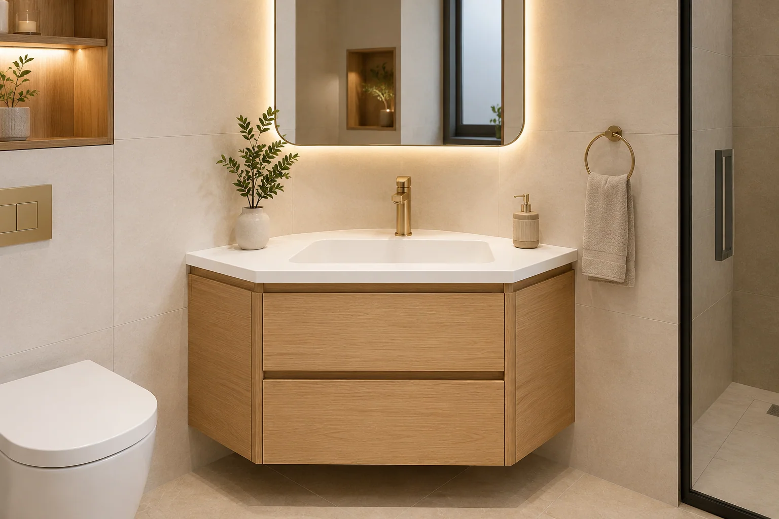 Corner Bathroom Vanity by Reedify Modulars Rohtak