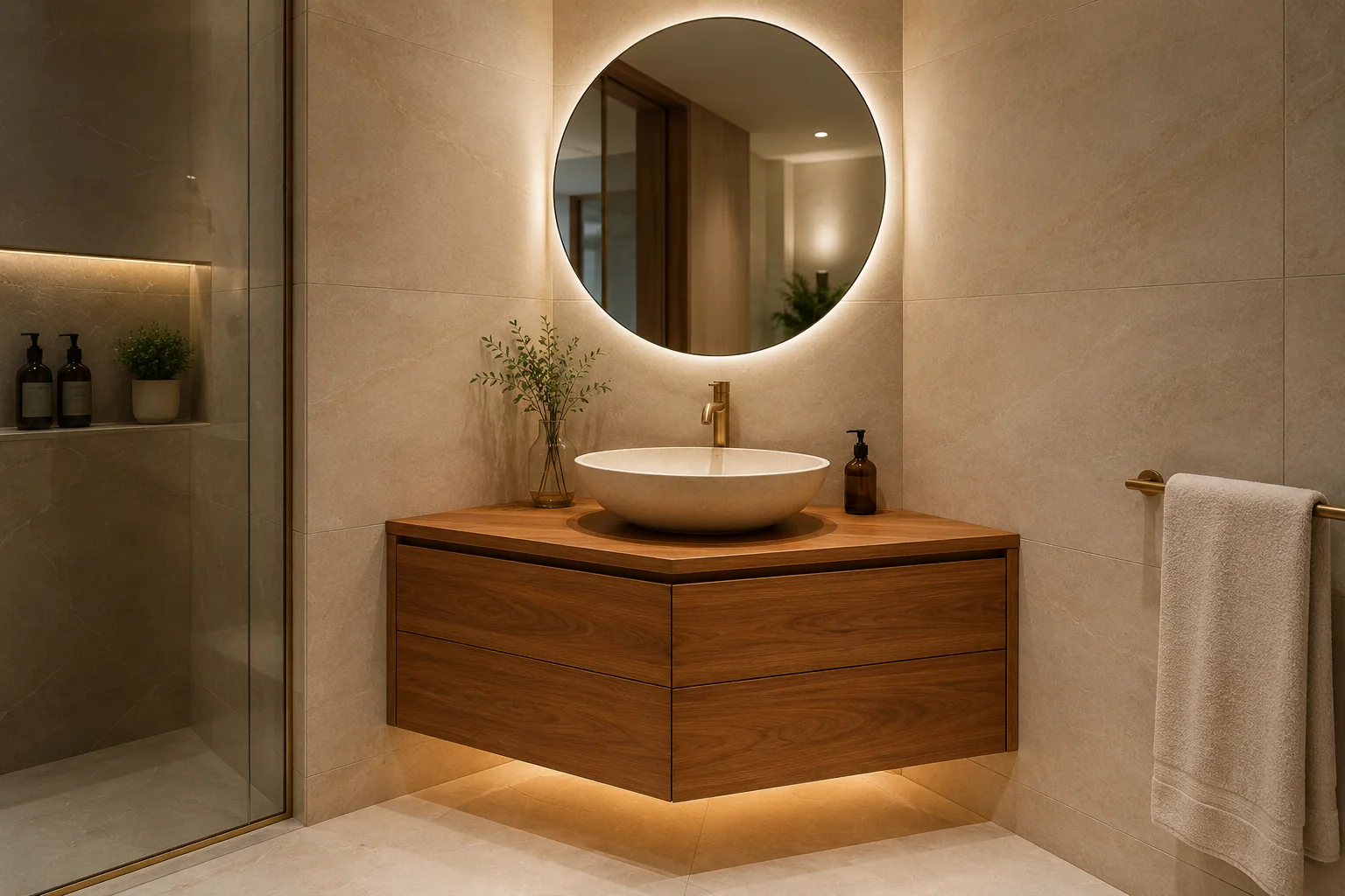 Corner Bathroom Vanity by Reedify Modulars Rohtak