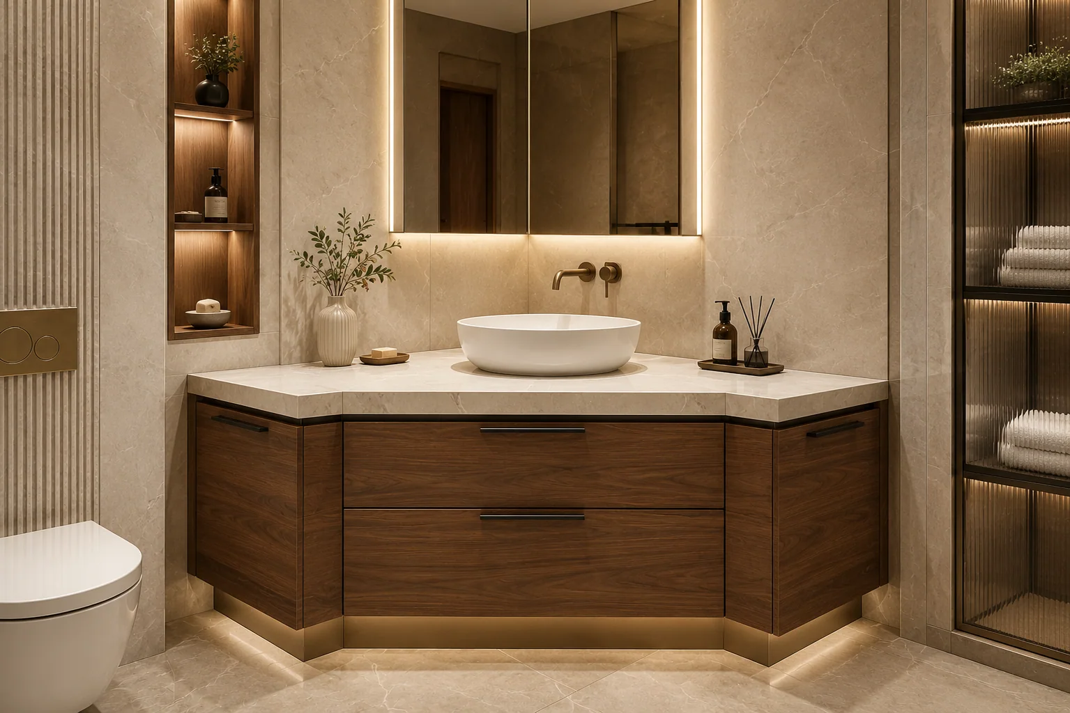 Corner Bathroom Vanity by Reedify Modulars Rohtak