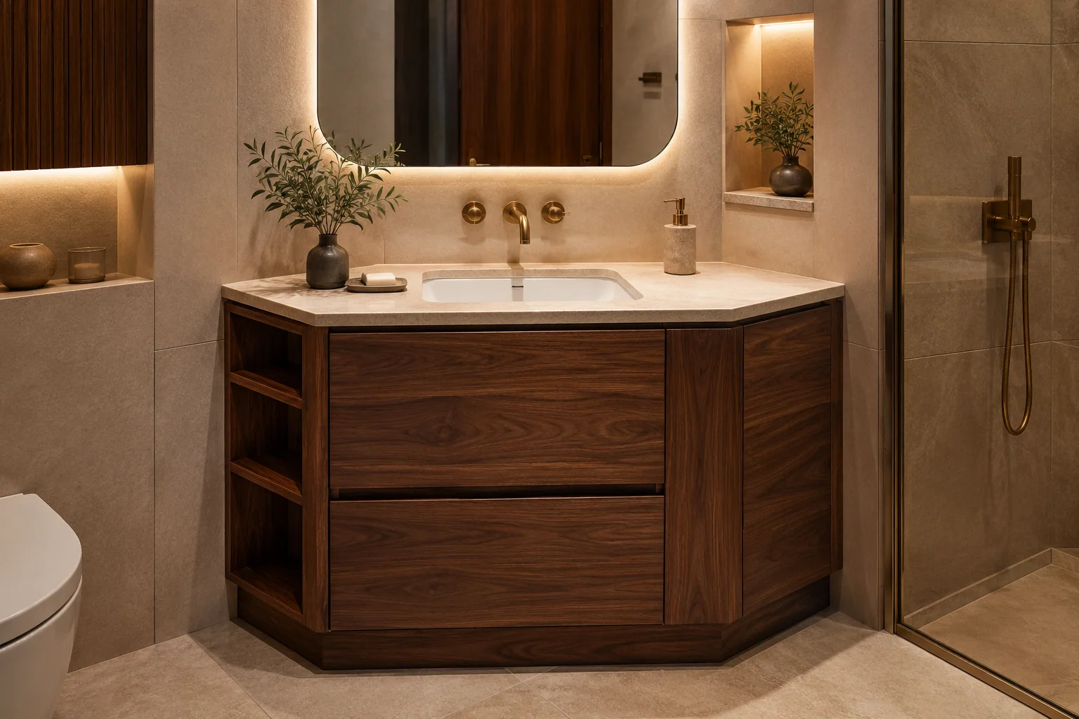 Corner Bathroom Vanity by Reedify Modulars Rohtak