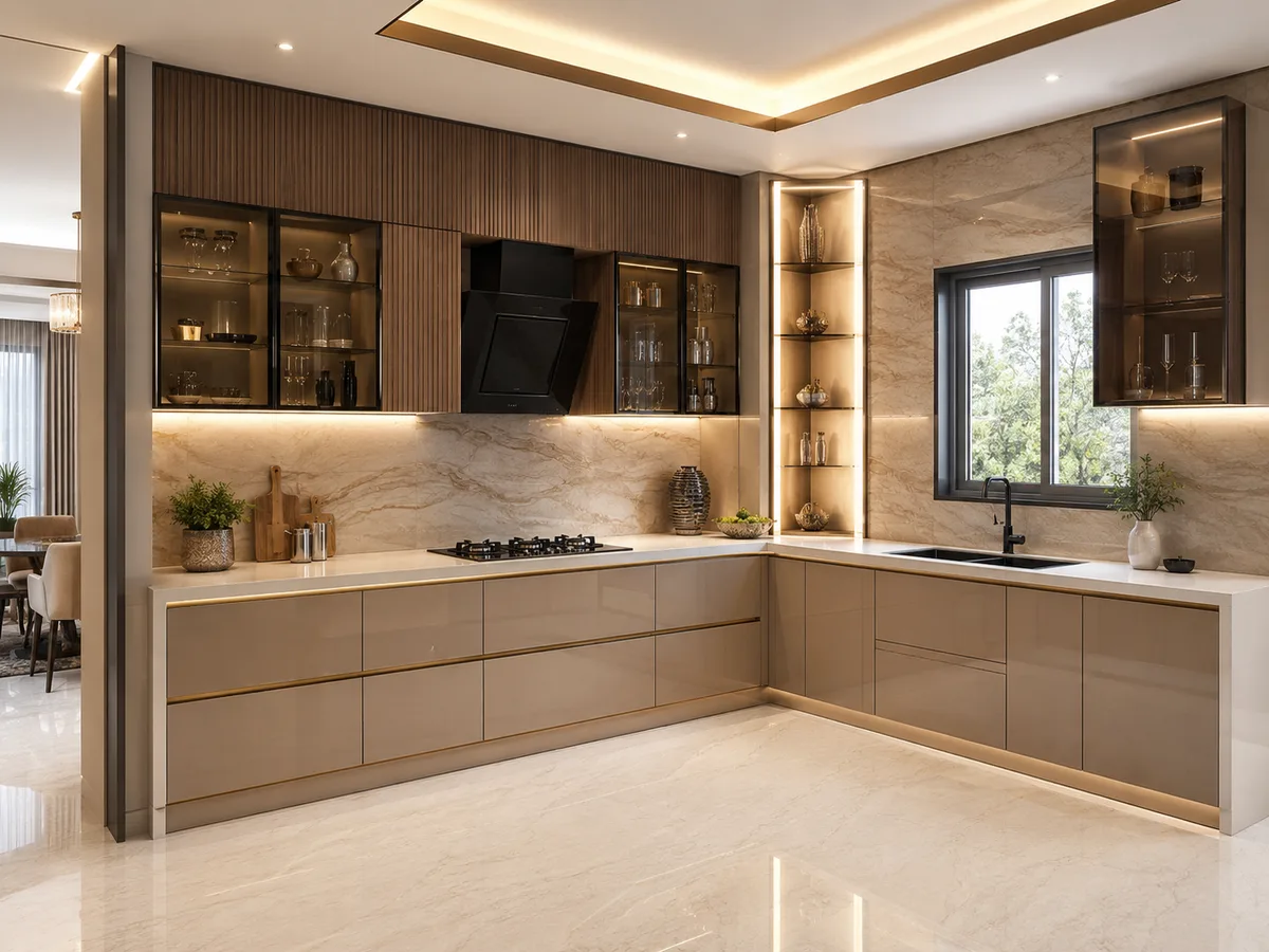 L-Shape Modular Kitchen Reedify Rohtak