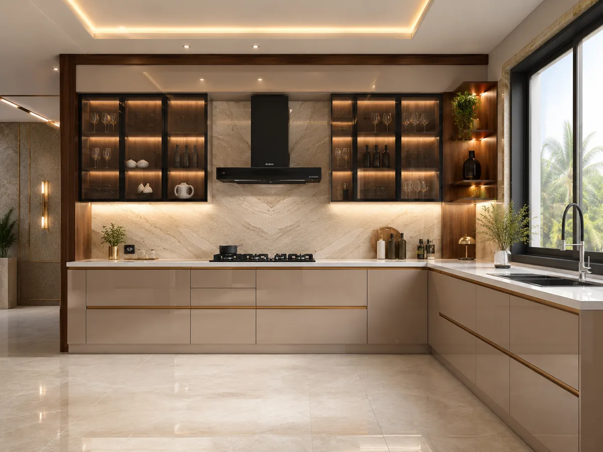 L-Shape Modular Kitchen Rohtak