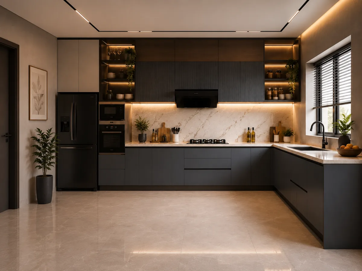 L-Shape Modular Kitchen Rohtak