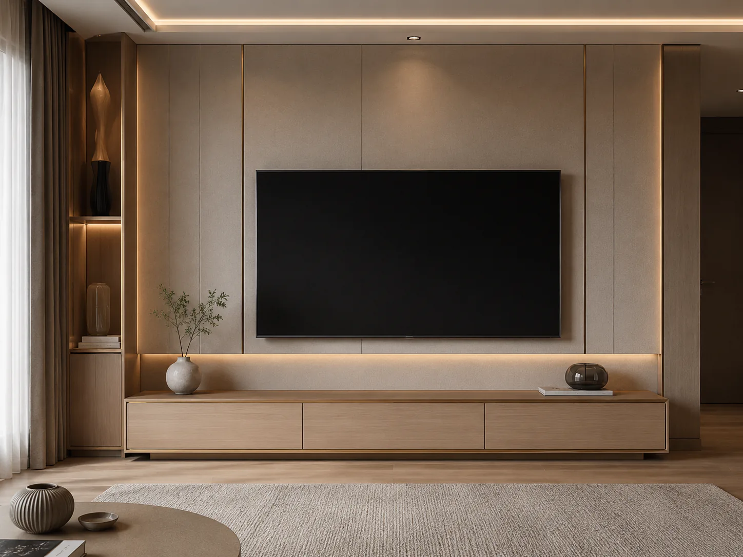 compact tv console for apartment living room by Reedify Modulars Rohtak