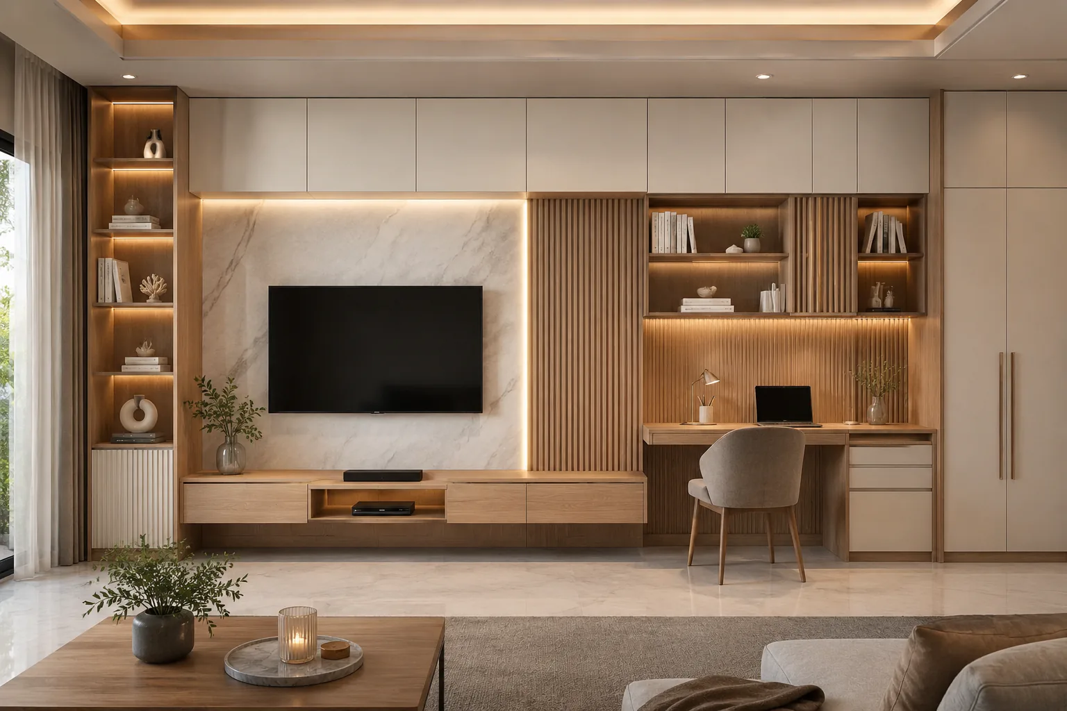 tv unit with study corner by Reedify Modulars Rohtak